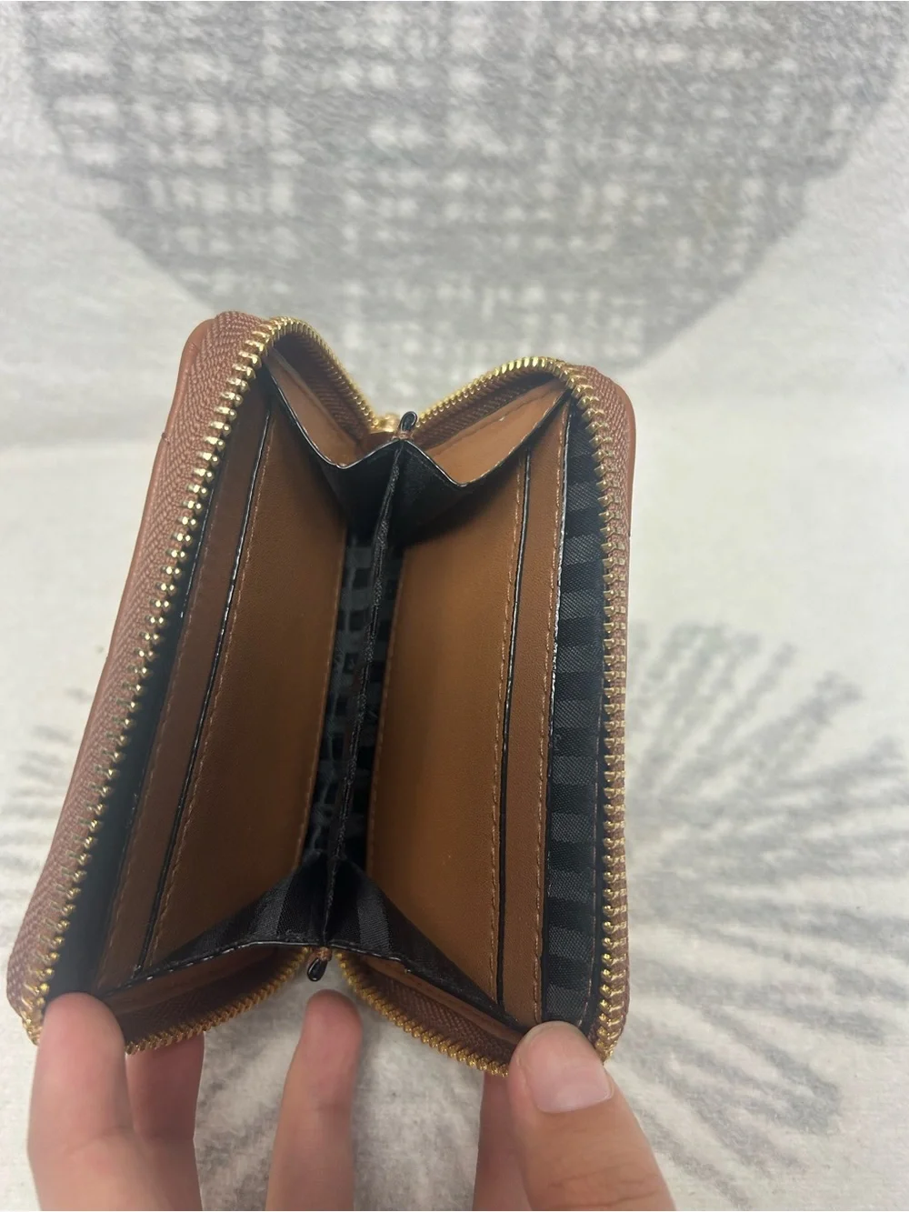 Victoria Secret tan/brown small wallet with gold hardware